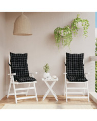 Coussins de chaise à dossier haut lot de 2 motif carreaux noir | Mobilier & Déco