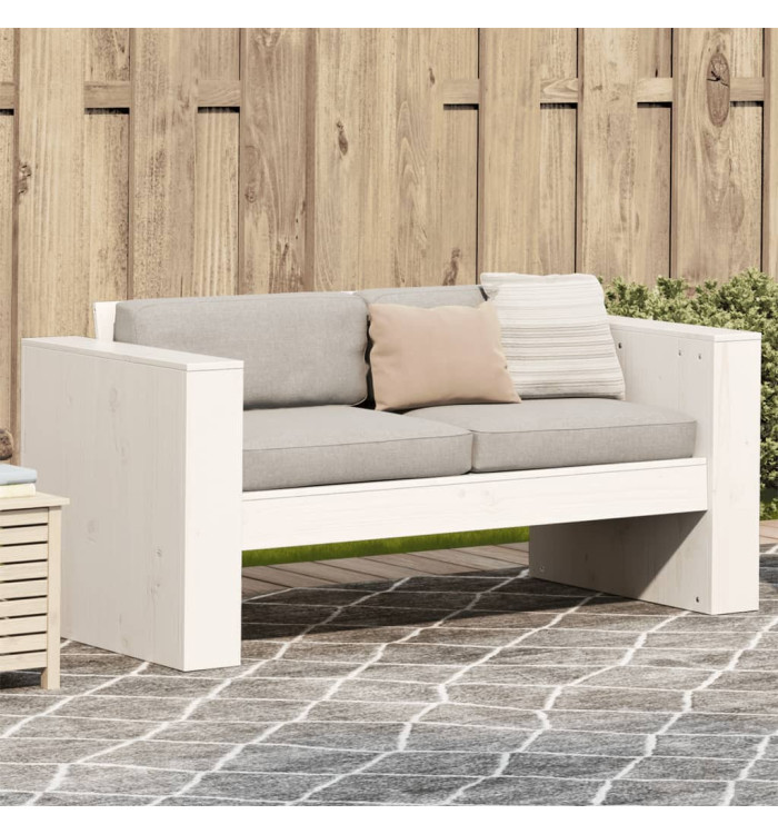 Canapé de jardin 2 places blanc 134x60x62 cm bois de pin massif | Mobilier & Déco