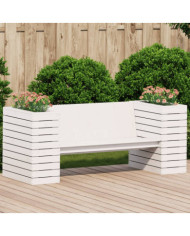 Banc avec jardinières blanc 167,5x60x65 cm bois massif de pin | Mobilier & Déco