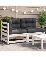 Canapé de jardin et coussins 2 places blanc bois de pin massif | Mobilier & Déco