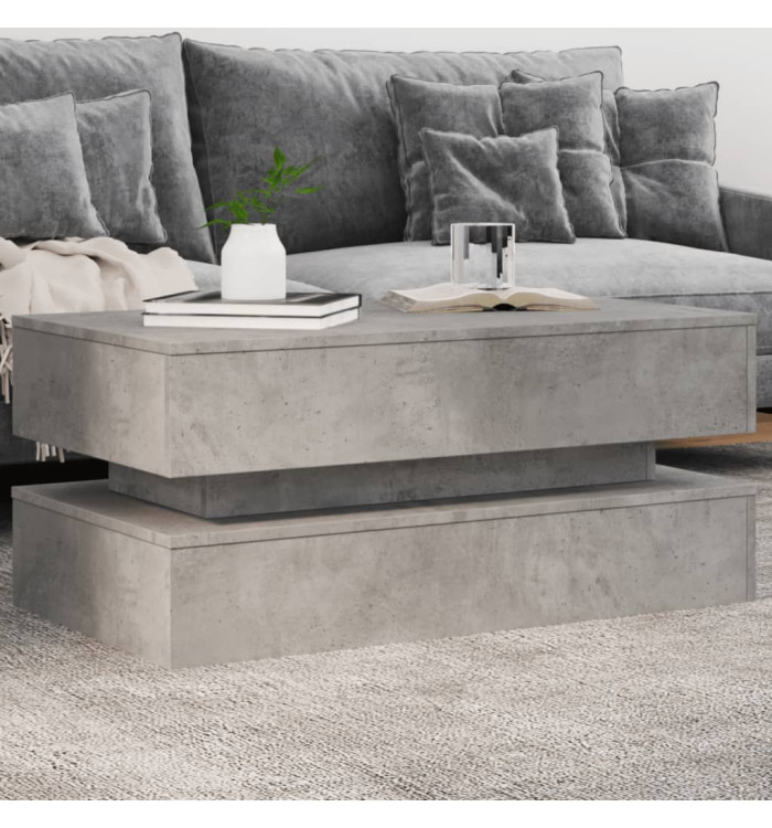 Table basse avec lumières LED gris béton 90x50x40 cm | Mobilier & Déco