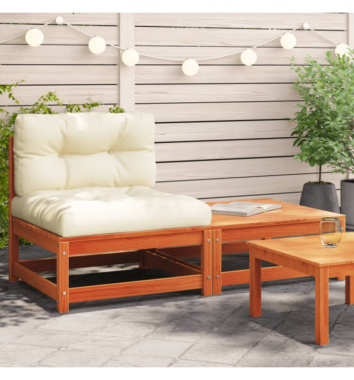 Canapé de jardin sans accoudoirs avec coussins et repose-pieds | Mobilier & Déco