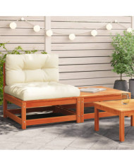 Canapé de jardin sans accoudoirs avec coussins et repose-pieds | Mobilier & Déco
