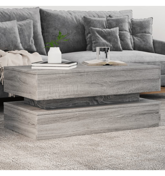 Table basse avec lumières LED gris sonoma 90x50x40 cm | Mobilier & Déco