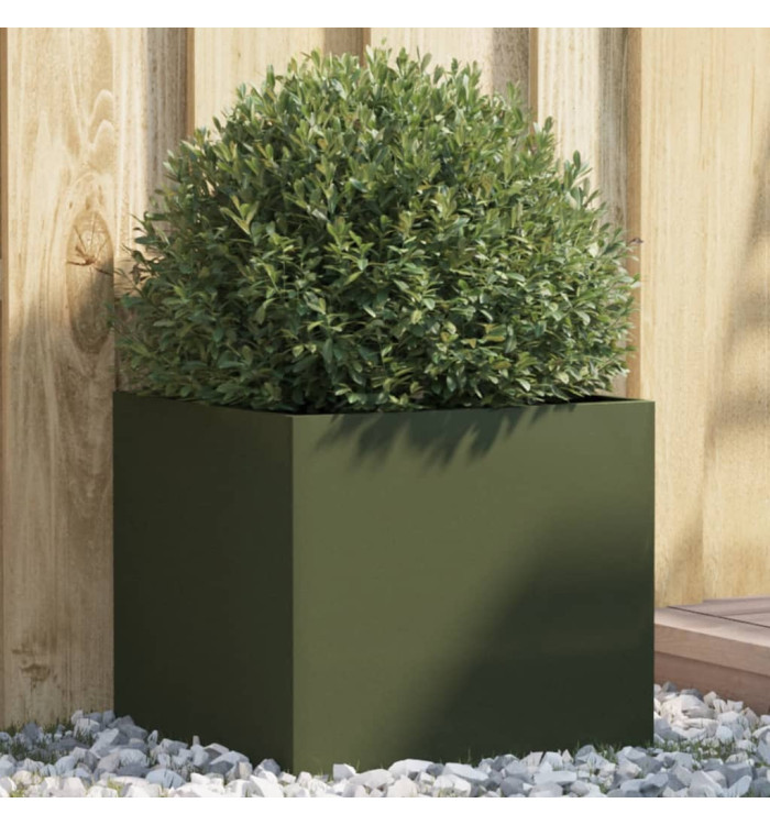 Jardinière vert olive 42x40x39 cm acier | Mobilier & Déco