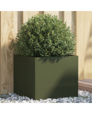 Jardinière vert olive 42x40x39 cm acier | Mobilier & Déco