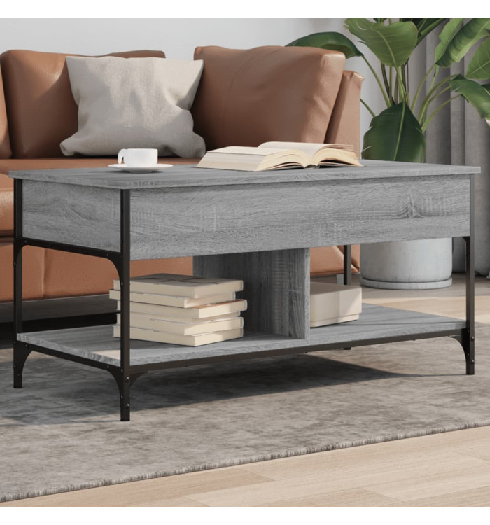 Table basse sonoma gris 100x50x50 cm bois d'ingénierie et métal | Mobilier & Déco