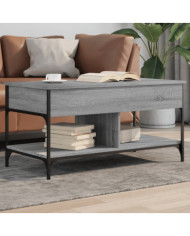 Table basse sonoma gris 100x50x50 cm bois d'ingénierie et métal | Mobilier & Déco