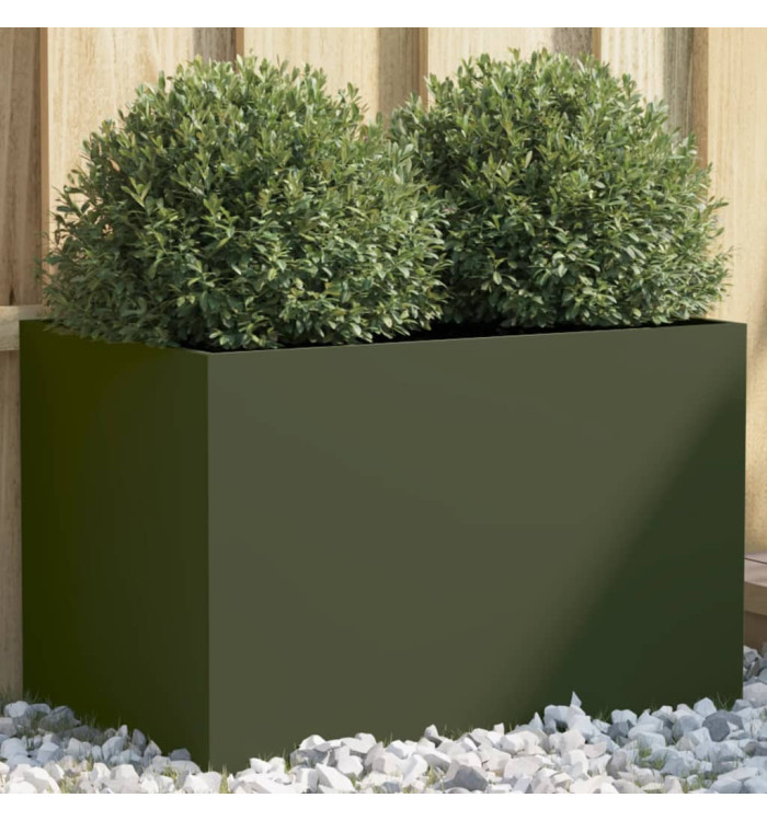 Jardinière vert olive 62x40x39 cm acier | Mobilier & Déco