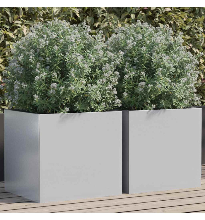 Jardinières 2 pcs argenté 42x40x39 cm acier galvanisé | Mobilier & Déco