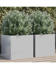 Jardinières 2 pcs argenté 42x40x39 cm acier galvanisé | Mobilier & Déco