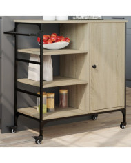Chariot de cuisine chêne sonoma bois d'ingénierie | Mobilier & Déco