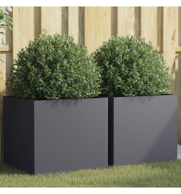 Jardinières 2 pcs anthracite 49x47x46 cm acier | Mobilier & Déco