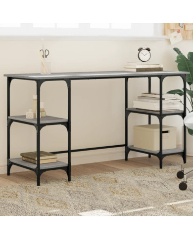 Bureau sonoma gris 140x50x75 cm métal et bois d'ingénierie | Mobilier & Déco