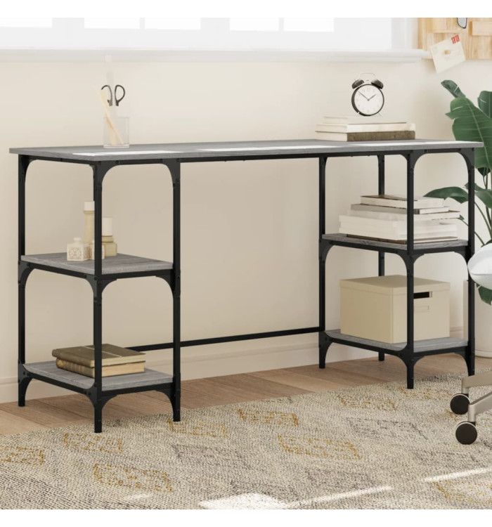 Bureau sonoma gris 140x50x75 cm métal et bois d'ingénierie | Mobilier & Déco