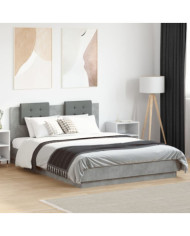 Cadre de lit avec LED sans matelas gris béton 150x200 cm | Mobilier & Déco