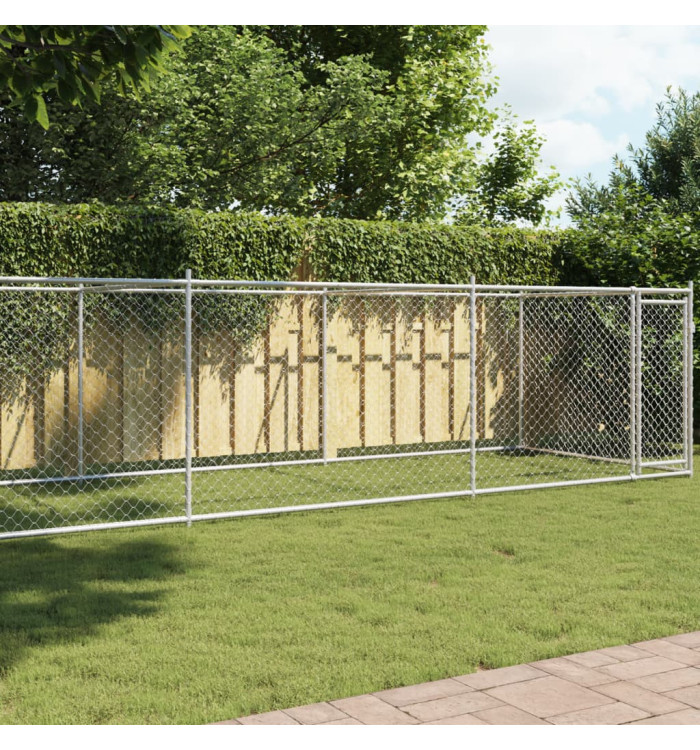 Cage pour chien avec porte gris 8x2x1,5 m acier galvanisé | Mobilier & Déco
