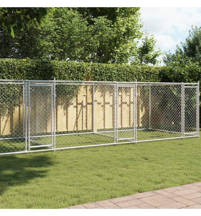 Cage pour chien avec portes gris 8x2x1,5 m acier galvanisé | Mobilier & Déco