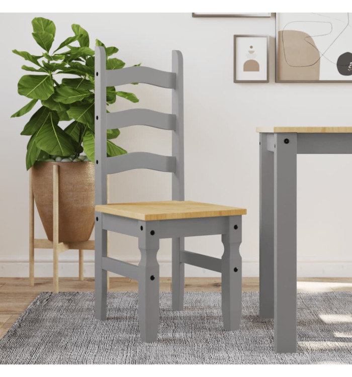 Chaises à manger lot de 2 Corona gris bois massif de pin | Mobilier & Déco