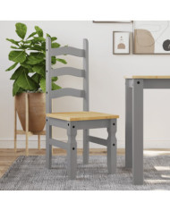 Chaises à manger lot de 2 Corona gris bois massif de pin | Mobilier & Déco