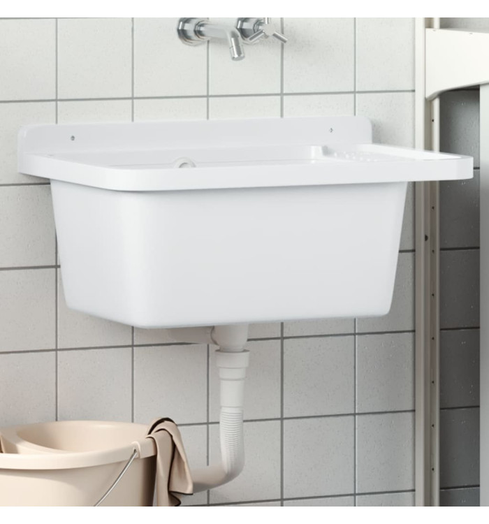 Évier utilitaire pour montage murale blanc 60x40x28 cm résine | Mobilier & Déco