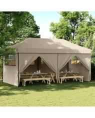 Tente de réception pliable escamotable 4 parois latérales taupe | Mobilier & Déco