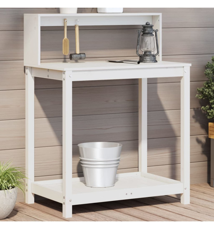 Table de rempotage avec étagères blanc bois massif de pin | Mobilier & Déco