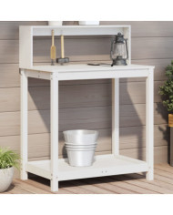 Table de rempotage avec étagères blanc bois massif de pin | Mobilier & Déco