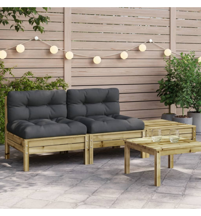 Canapé de jardin avec coussins et repose-pied 2 places | Mobilier & Déco