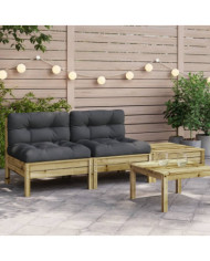 Canapé de jardin avec coussins et repose-pied 2 places | Mobilier & Déco