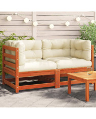 Canapés d'angle de jardin coussins 2 pcs cire marron pin massif | Mobilier & Déco