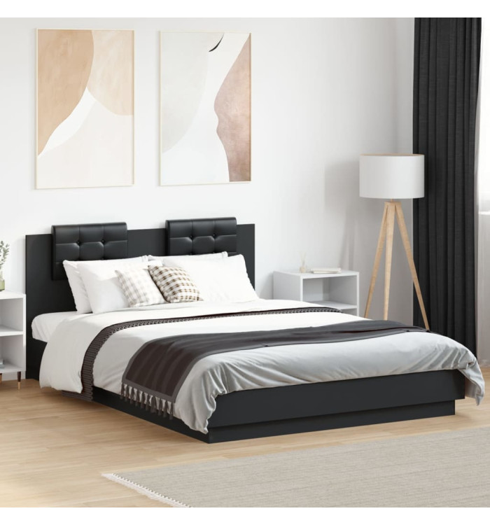 Cadre de lit avec LED sans matelas noir 150x200 cm | Mobilier & Déco