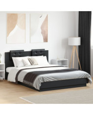Cadre de lit avec LED sans matelas noir 150x200 cm | Mobilier & Déco