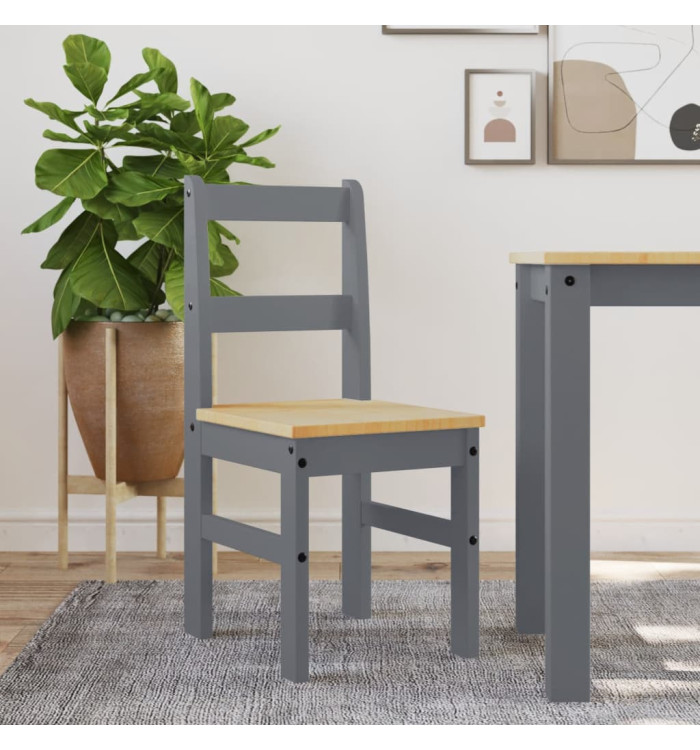 Chaises à manger lot de 2 Panama gris bois massif de pin | Mobilier & Déco