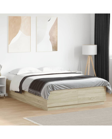 Cadre de lit avec LED sans matelas chêne sonoma 150x200 cm | Mobilier & Déco