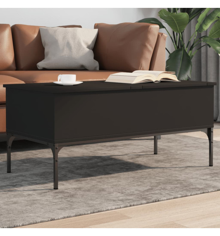 Table basse noir 100x50x45 cm bois d'ingénierie et métal | Mobilier & Déco