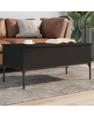 Table basse noir 100x50x45 cm bois d'ingénierie et métal | Mobilier & Déco