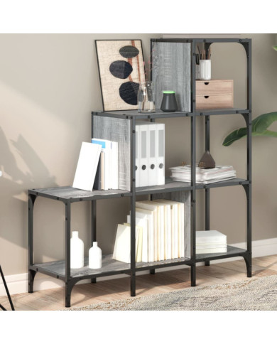 Bibliothèque sonoma gris 92x30x102 cm bois ingénierie et métal | Mobilier & Déco