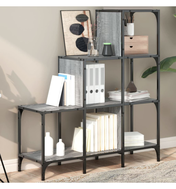 Bibliothèque sonoma gris 92x30x102 cm bois ingénierie et métal | Mobilier & Déco