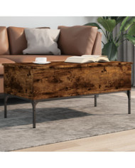 Table basse chêne fumé 100x50x45 cm bois d'ingénierie et métal | Mobilier & Déco