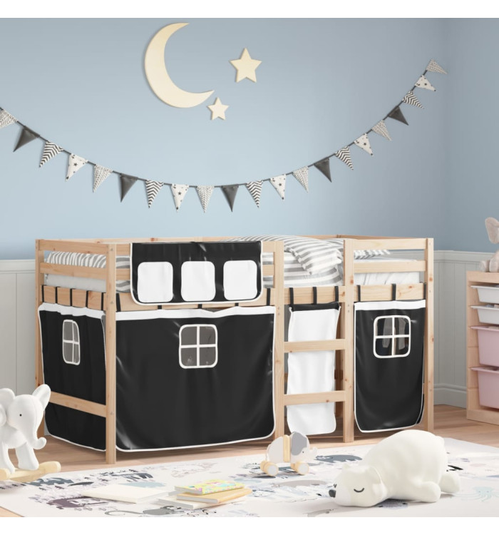 Lit mezzanine pour enfants avec rideaux sans matelas 80x200 cm | Mobilier & Déco