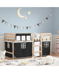Lit mezzanine pour enfants avec rideaux sans matelas 80x200 cm | Mobilier & Déco