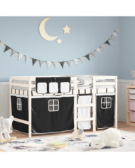 Lit mezzanine enfants avec rideaux sans matelas 90x190 cm | Mobilier & Déco