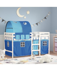 Lit mezzanine enfants avec tunnel sans matelas bleu 90x200 cm | Mobilier & Déco