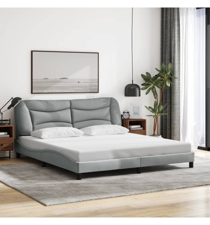 Cadre de lit sans matelas gris clair 180x200 cm tissu | Mobilier & Déco