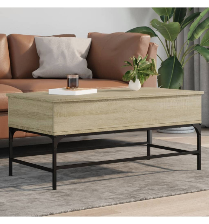 Table basse chêne sonoma 100x50x45cm bois d'ingénierie et métal | Mobilier & Déco