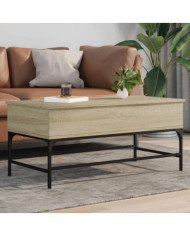 Table basse chêne sonoma 100x50x45cm bois d'ingénierie et métal | Mobilier & Déco