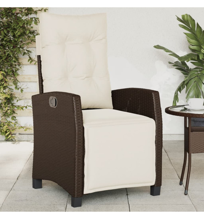 Chaise inclinable de jardin repose-pied marron résine tressée | Mobilier & Déco