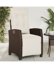 Chaise inclinable de jardin repose-pied marron résine tressée | Mobilier & Déco