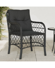 Chaises de jardin avec coussins lot de 2 noir résine tressée | Mobilier & Déco